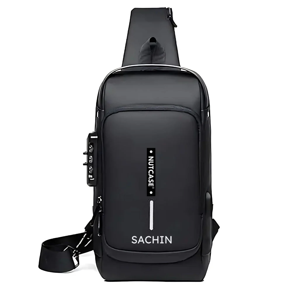 Anti-Theft Sling Bag for Men | Customized Crossbody Side Bag Waterproof Backpack with Built-in Lock & USB Charging Port - Image 3