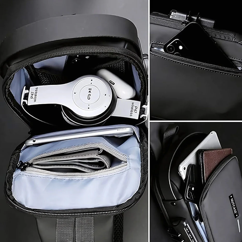 Anti-Theft Sling Bag for Men | Customized Crossbody Side Bag Waterproof Backpack with Built-in Lock & USB Charging Port - Image 9