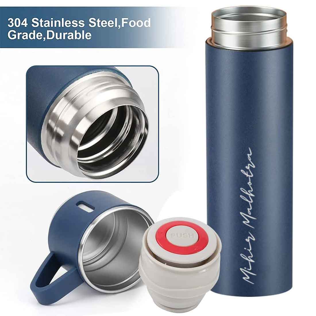 Custom Thermos With Cup Lid 3 Cups Gift Box Set for Travel Outdoor Camping - Add Name - Image 23
