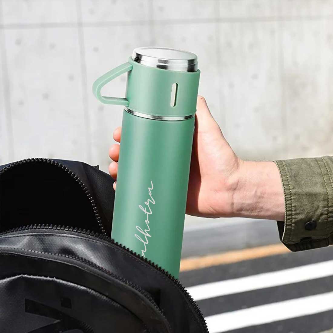 Custom Thermos With Cup Lid 3 Cups Gift Box Set for Travel Outdoor Camping - Add Name - Image 26