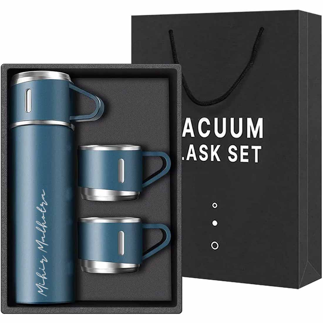 Custom Thermos With Cup Lid 3 Cups Gift Box Set for Travel Outdoor Camping - Add Name - Image 32