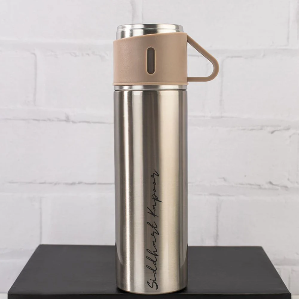 Custom Thermos With Cup Lid 3 Cups Gift Box Set for Travel Outdoor Camping - Add Name - Image 36
