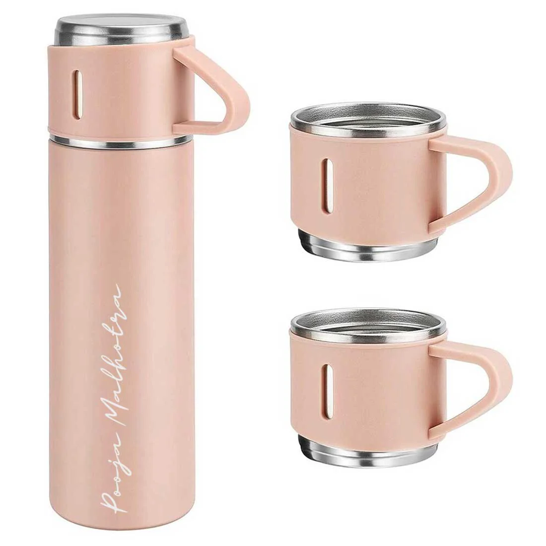 Custom Thermos With Cup Lid 3 Cups Gift Box Set for Travel Outdoor Camping - Add Name - Image 38