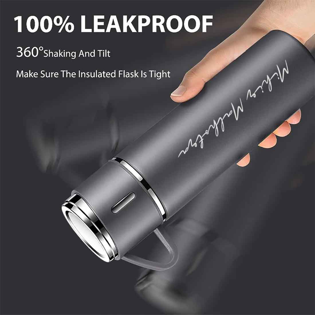 Custom Thermos With Cup Lid 3 Cups Gift Box Set for Travel Outdoor Camping - Add Name - Image 5