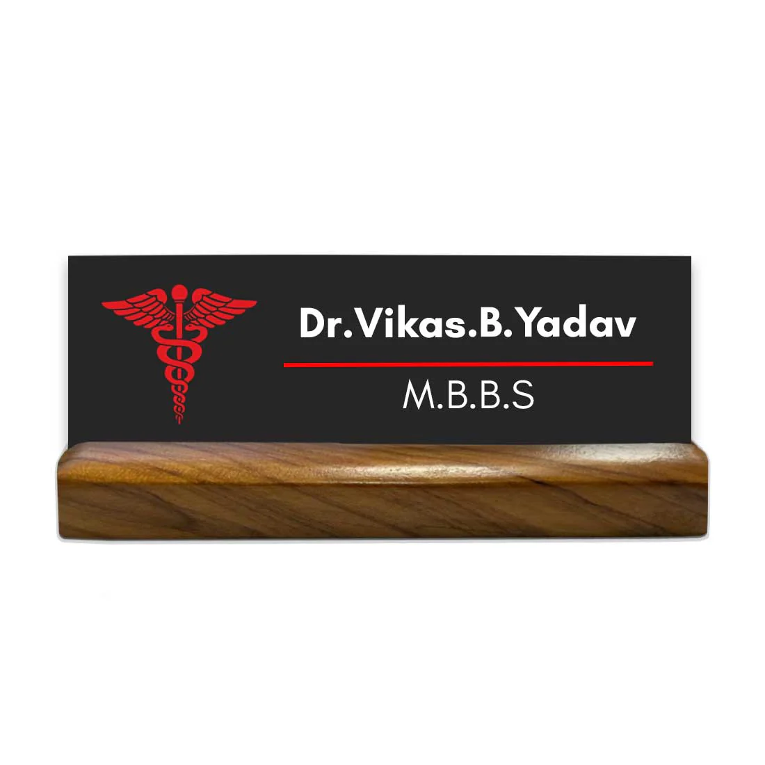 Doctor Name Plate for Table with Wooden Base Desk Name Plate - DR - Image 10
