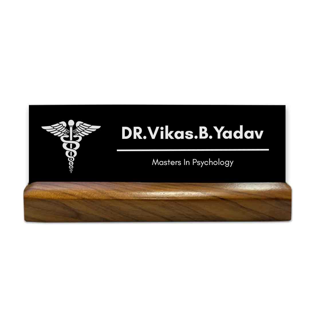 Doctor Name Plate for Table with Wooden Base Desk Name Plate - DR - Image 5