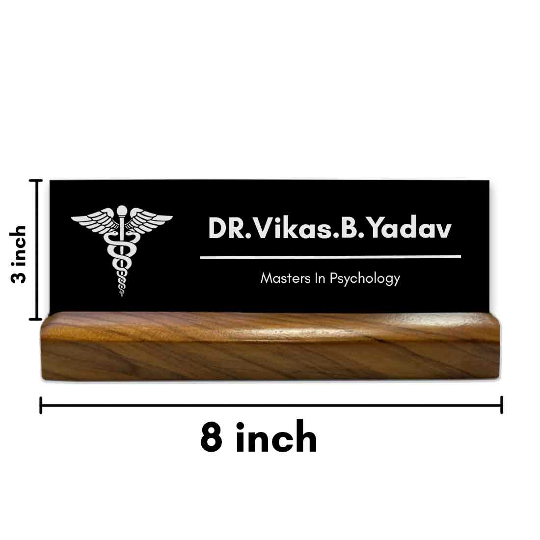 Doctor Name Plate for Table with Wooden Base Desk Name Plate - DR - Image 6