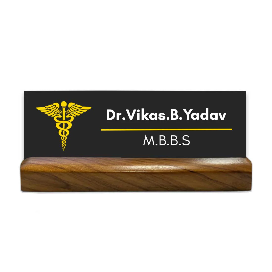 Doctor Name Plate for Table with Wooden Base Desk Name Plate - DR - Image 7