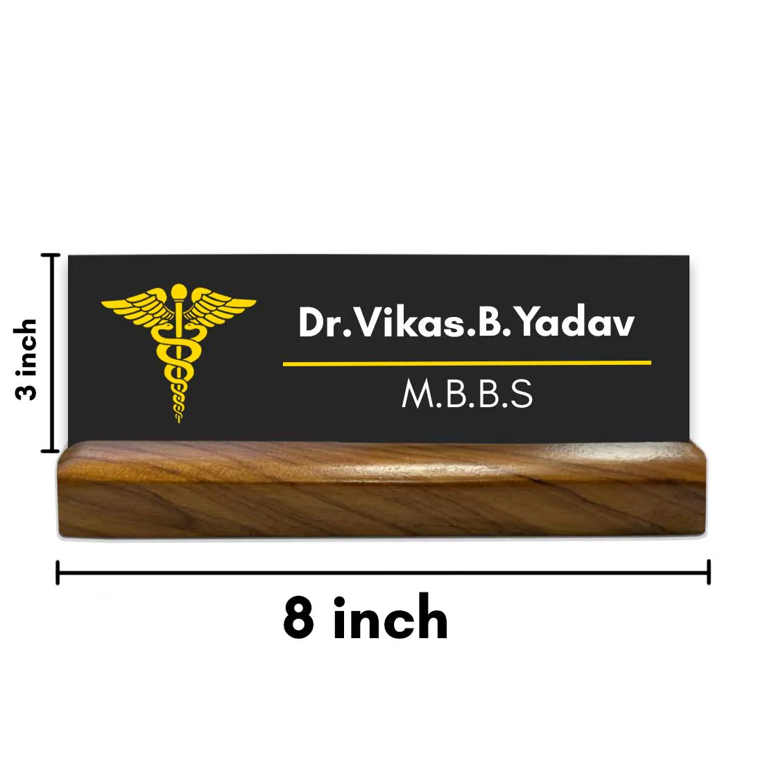 Doctor Name Plate for Table with Wooden Base Desk Name Plate - DR - Image 8