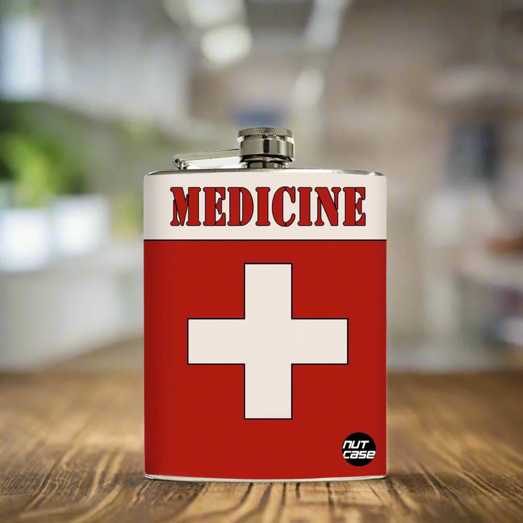 Designer Hip Flask 9 Oz- Nutcase - Free Funnel Along-Medicine Storage - Image 3