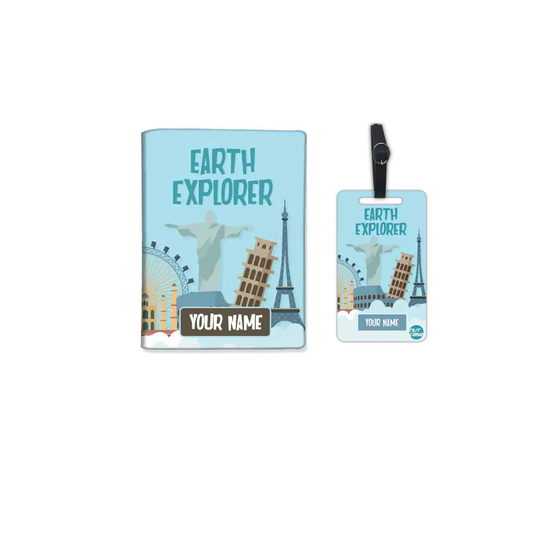 Personalized Leather Passport Cover -  Earth Explorer - Image 4