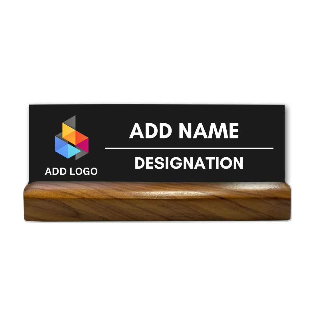 Personalized Desk Name Plate with Color Logo Wooden Name Plate for Office Table - Add Your Name - Image 3