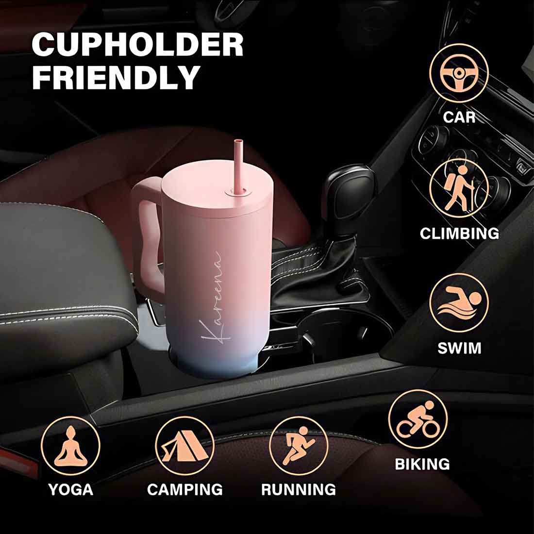 Nutcase Customized Tumbler and Straw for Water, Drinks Large Travel Cups 1200ml - Image 9