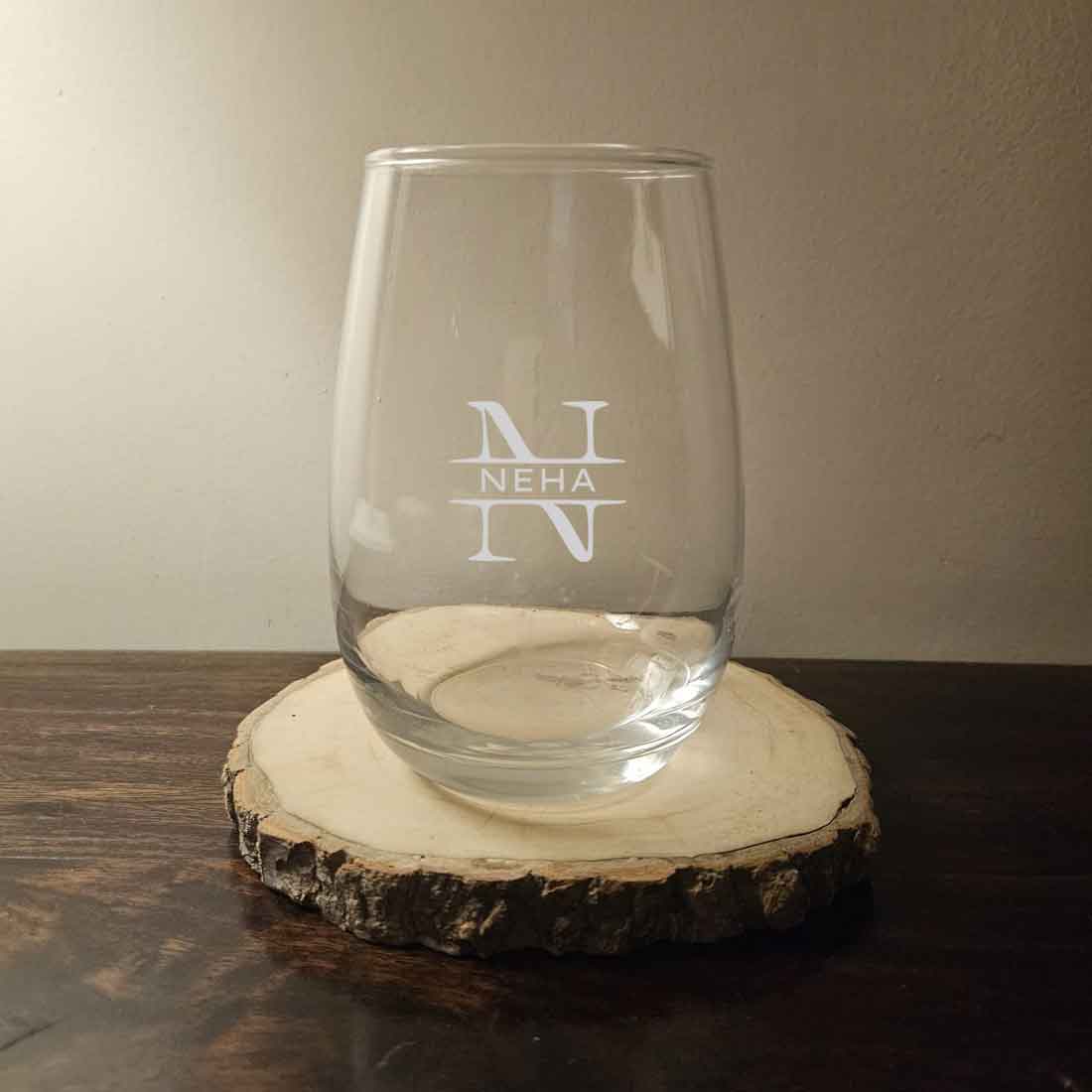 Custom Engraved Whiskey Glass Stemless Wine Glasses with Monogram Name 400 ML - Image 4